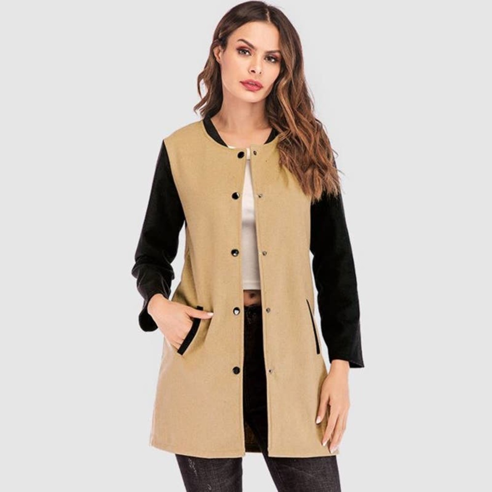 Two Tone Color Block Trench Coat
